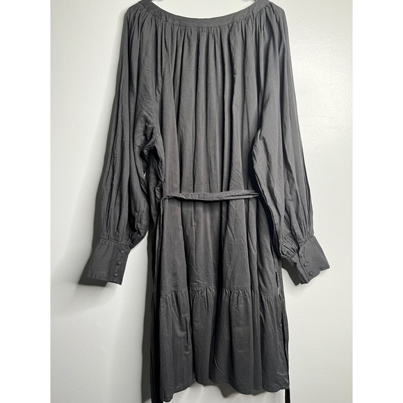 Eloquii Black Long Sleeve Round Neck Tiered Dress with Belt Plus Size 28 - Picture 3 of 7